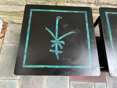 Pepe Mendoza Rare Pair Pepe Mendoza Stone Inlay End Side Table Mid Century Modern