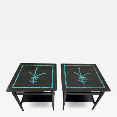 Pepe Mendoza Rare Pair Pepe Mendoza Stone Inlay End Side Table Mid Century Modern