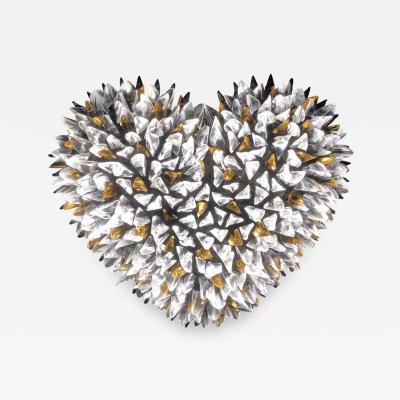 Peppino Campanella CUORE HEART CORAL COLOUR SHAPED LIGHT SCULPTURE BY CAMPANELLA