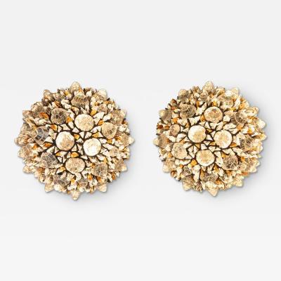 Peppino Campanella Pair of Corallo glass rocks wall lights by Campanella