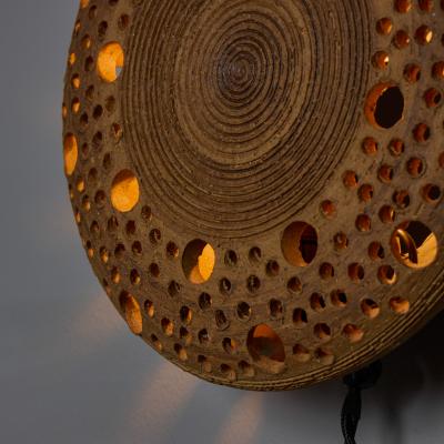 Per Bovin Early 1970s Per Bovin Hand Thrown Perforated Earthenware Plug in Wall Lamp