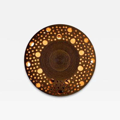 Per Bovin Early 1970s Per Bovin Hand Thrown Perforated Earthenware Plug in Wall Lamp