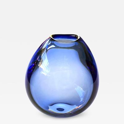 Per L tken A Good Quality Danish Blue Glass Teardrop Vase by Per Lutken for Holmegaard