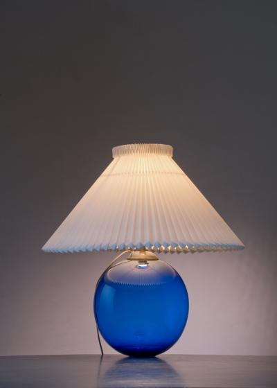 Per L tken Blue glass table lamp by Per Lutken Denmark