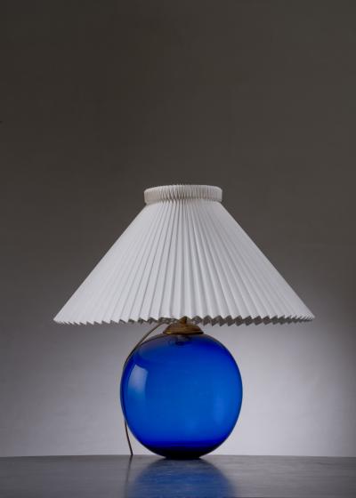Per L tken Blue glass table lamp by Per Lutken Denmark