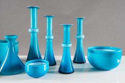 Per L tken Collection of Scandinavian Blue Glass by Per Lutken for Holmegaard