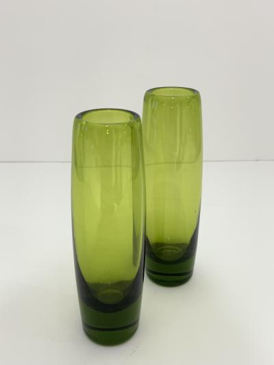 Per L tken Holmegaard Glass Rondo Vases in Majgron by Per Lutken Denmark 1960s