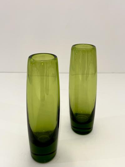 Per L tken Holmegaard Glass Rondo Vases in Majgron by Per Lutken Denmark 1960s