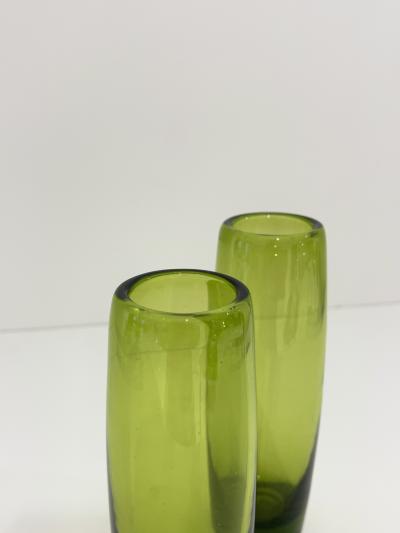 Per L tken Holmegaard Glass Rondo Vases in Majgron by Per Lutken Denmark 1960s