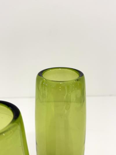 Per L tken Holmegaard Glass Rondo Vases in Majgron by Per Lutken Denmark 1960s