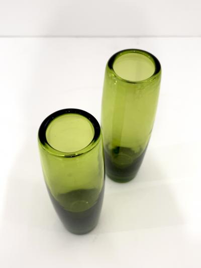 Per L tken Holmegaard Glass Rondo Vases in Majgron by Per Lutken Denmark 1960s