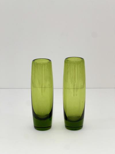 Per L tken Holmegaard Glass Rondo Vases in Majgron by Per Lutken Denmark 1960s