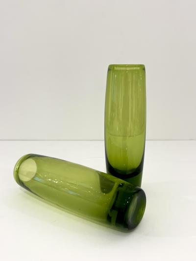 Per L tken Holmegaard Glass Rondo Vases in Majgron by Per Lutken Denmark 1960s