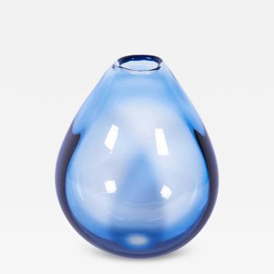 Per L tken Large Handblown Blue Glass Vase by Per Lutken for Holmegaard 1960s