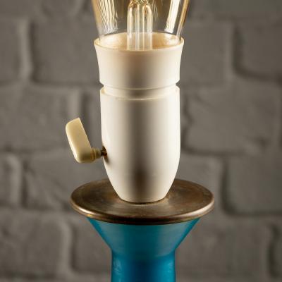 Per L tken Teal Blue Glass Lamp by Kastrup Denmark 1960s