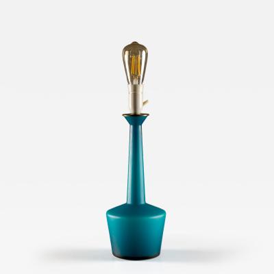 Per L tken Teal Blue Glass Lamp by Kastrup Denmark 1960s