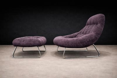 Percival Lafer MP 163 Earth Lounge Chair w Ottoman in Tufted Velvet Upholstery P Lafer