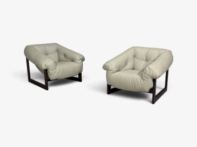 Percival Lafer MP 93 Lounge Chairs Rosewood Leather Brazil 1960s