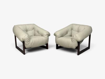 Percival Lafer MP 93 Lounge Chairs Rosewood Leather Brazil 1960s