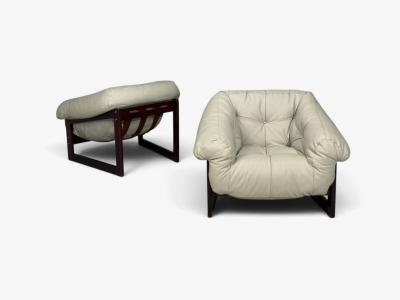 Percival Lafer MP 93 Lounge Chairs Rosewood Leather Brazil 1960s