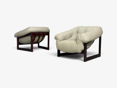 Percival Lafer MP 93 Lounge Chairs Rosewood Leather Brazil 1960s