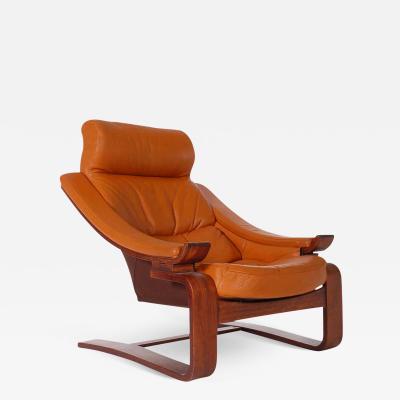 Percival Lafer Midcentury Danish Modern Cognac Leather Lounge Chair after Percival Lafer