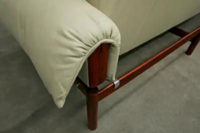 Percival Lafer Midcentury Sofa MP 13 by Percival Lafer in Hardwood Beige Leather 1967 Brasil