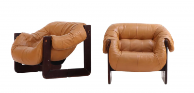 Percival Lafer Pair of Percival Lafer MP 97 Brazilian Leather Lounge Chairs
