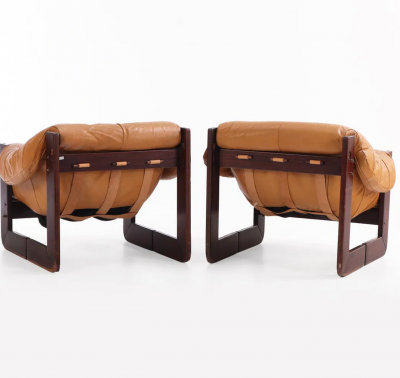 Percival Lafer Pair of Percival Lafer MP 97 Brazilian Leather Lounge Chairs
