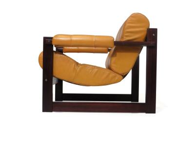 Percival Lafer Percival Lafer Brazilian Mahogany Sling Chairs and Ottoman Set