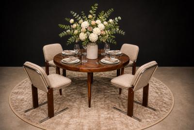 Percival Lafer Percival Lafer Contempo Dining Chairs Set of 4 Hardwood Chrome Chenille