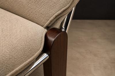 Percival Lafer Percival Lafer Contempo Dining Chairs Set of 4 Hardwood Chrome Chenille