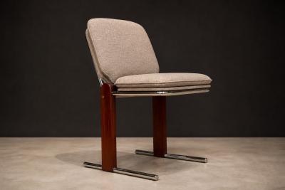 Percival Lafer Percival Lafer Contempo Dining Chairs Set of 4 Hardwood Chrome Chenille