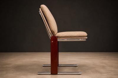 Percival Lafer Percival Lafer Contempo Dining Chairs Set of 4 Hardwood Chrome Chenille