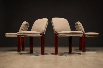 Percival Lafer Percival Lafer Contempo Dining Chairs Set of 4 Hardwood Chrome Chenille