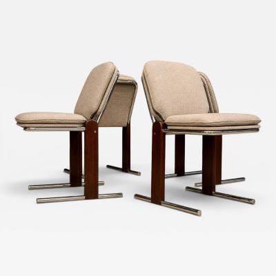 Percival Lafer Percival Lafer Contempo Dining Chairs Set of 4 Hardwood Chrome Chenille