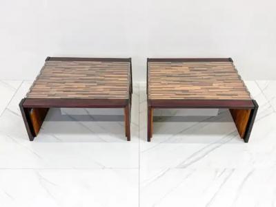 Percival Lafer Percival Lafer Folding Rosewood Cocktail Tables a Pair 1970s
