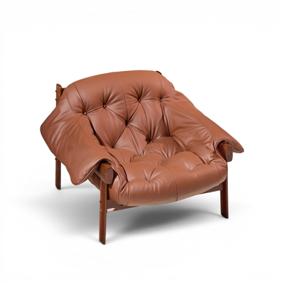 Percival Lafer Percival Lafer MP41 Mid Century Brazilian Leather Lounge Chair and Ottoman