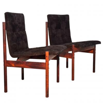 Percival Lafer Percival Lafer Rosewood Black Suede Dining Chairs set of 4 Brazil