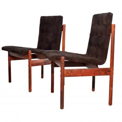 Percival Lafer Percival Lafer Rosewood Black Suede Dining Chairs set of 4 Brazil