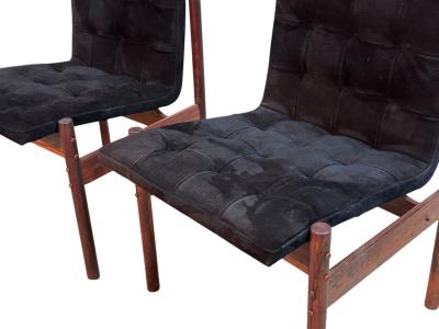 Percival Lafer Percival Lafer Rosewood Black Suede Dining Chairs set of 4 Brazil