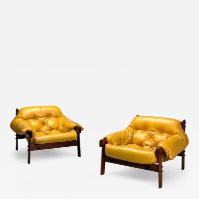 Percival Lafer Rosewood Leather MP 41 Lounge Chairs Brazil 1960s