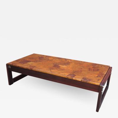 Percival Lafer Rosewood and Patchwork Copper Coffee Table by Percival Lafer