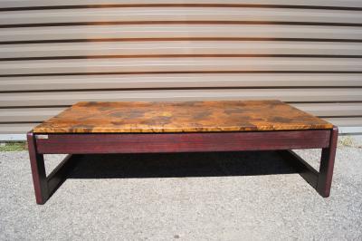 Percival Lafer Rosewood and Patchwork Copper Coffee Table by Percival Lafer