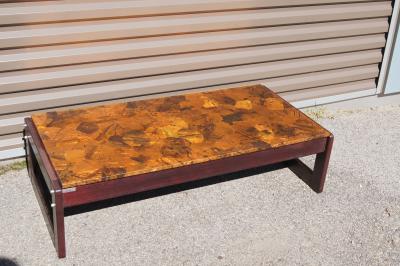 Percival Lafer Rosewood and Patchwork Copper Coffee Table by Percival Lafer