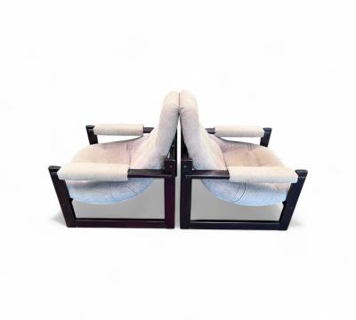 Percival Lafer Set of 2 Armchairs S 1 in Hardwood Fabric Percival Lafer 1976 Lot 763A