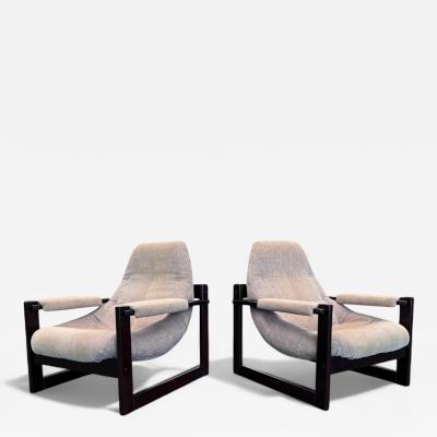 Percival Lafer Set of 2 Armchairs S 1 in Hardwood Fabric Percival Lafer 1976 Lot 763A
