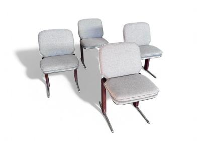 Percival Lafer Set of 4 Chairs in Hardwood Metal Chenille 1970s Lot 476