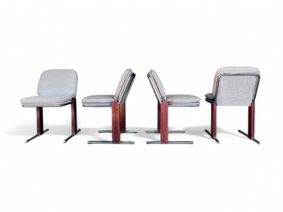 Percival Lafer Set of 4 Chairs in Hardwood Metal Chenille 1970s Lot 476