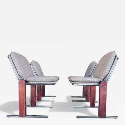 Percival Lafer Set of 4 Chairs in Hardwood Metal Chenille 1970s Lot 476